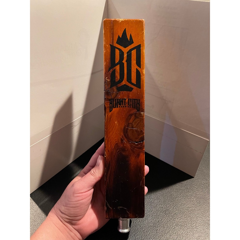 Burnt City Brewing Wood Beer Tap Handle Chicago Craft Brewery BC Logo Rustic